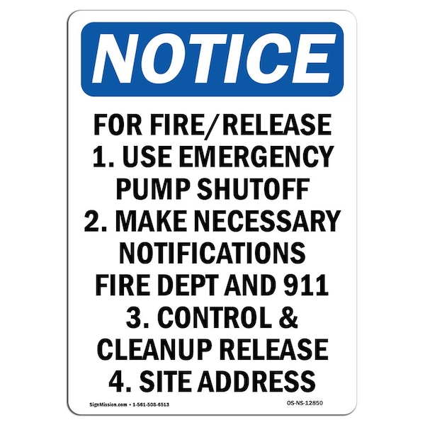 OSHA Sign, For Fire Release 1. Use Emergency, 18in X 12in Rigid Plastic, 12" W, 18" L, Portrait